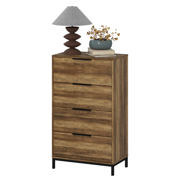 Bedroom chest of drawers, 4 drawer storage tower, natural color