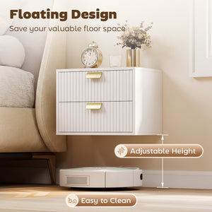 Set of 2 floating nightstands with 2 drawers each, white