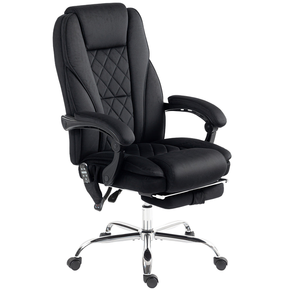 Massage office chair with adjustable height and footrest, black