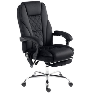 Massage office chair with adjustable height and footrest, black