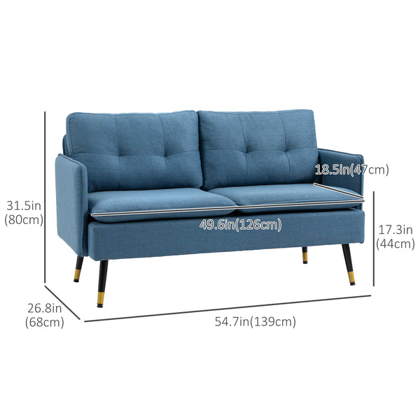 Dark Blue Button Tufted Loveseat Sofa
