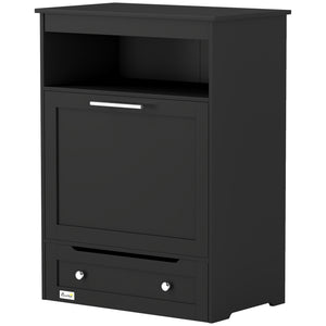 Black food storage cabinet with elevated bowls