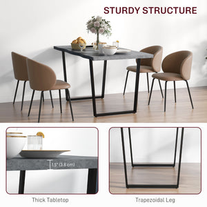 Industrial dining table with wavy edge top and steel legs, seats up to 6, cement gray