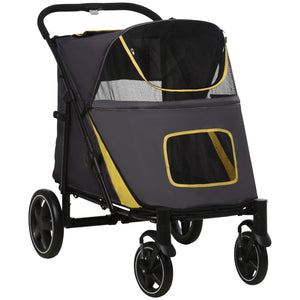 Foldable dog stroller for large and medium dogs, dark gray