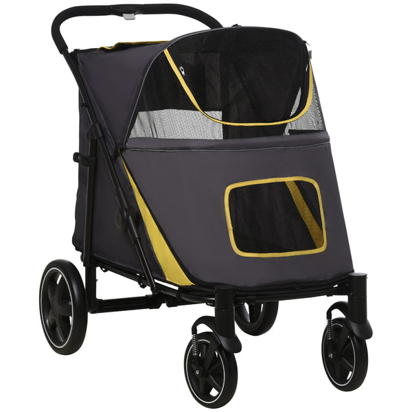 Foldable dog stroller for large and medium dogs, dark gray