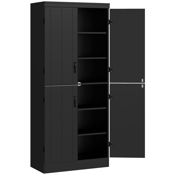 4-door storage unit with adjustable shelves, black