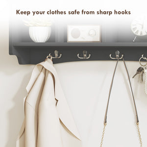 Wall-mounted coat rack with shelf, black