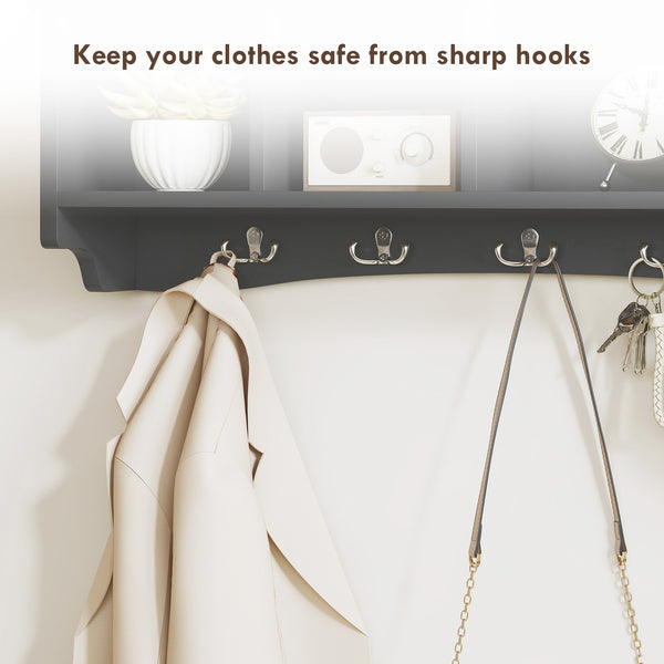 Wall-mounted coat rack with shelf, black