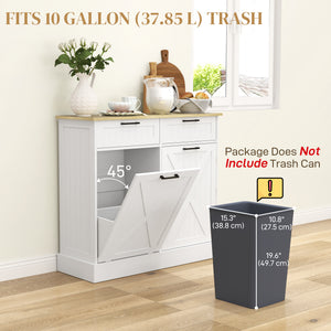 10-gallon trash cabinet with tilt-out drawers, white
