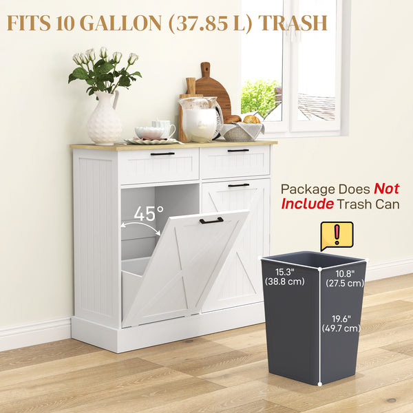 10-gallon trash cabinet with tilt-out drawers, white