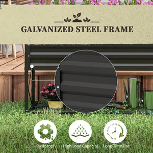 Galvanized raised planter with liner and storage shelf