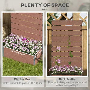 Raised planter with trellis for climbing plants, light brown 
