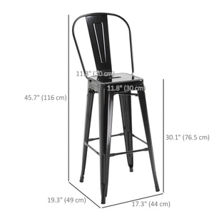 Set of 4 industrial-style metal bar stools, black