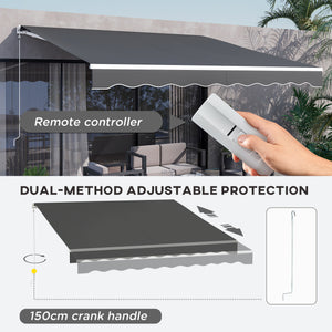 9.8 x 11.8 ft retractable electric awning with remote control, grey 