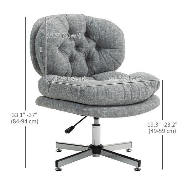 Office chair without armrests with wide padded seat and adjustable height, grey.