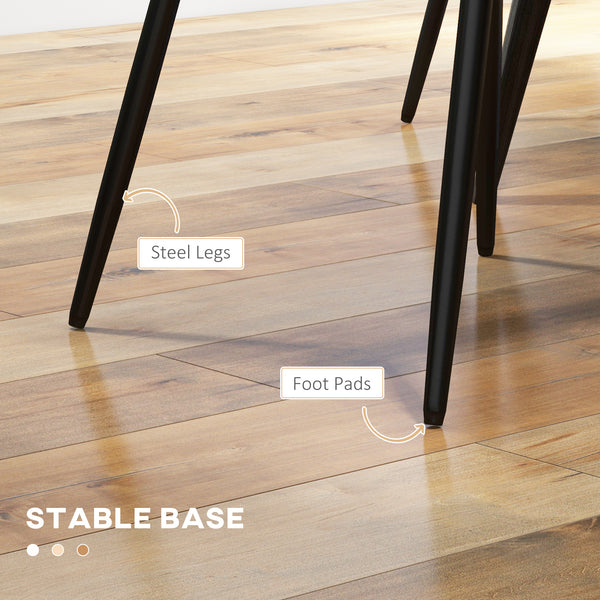 Set of 4 modern chairs with diamond-patterned upholstery and steel legs, grey