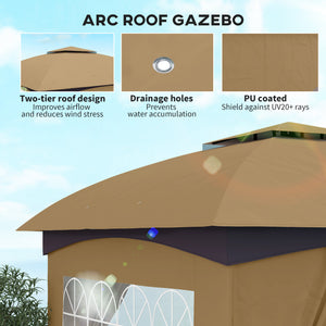 11 x 11 gazebo with curtains, windows and galvanized steel frame, beige