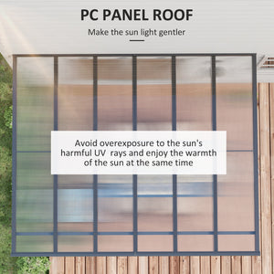10 x 12 pergola with rigid polycarbonate roof, adjustable height, grey