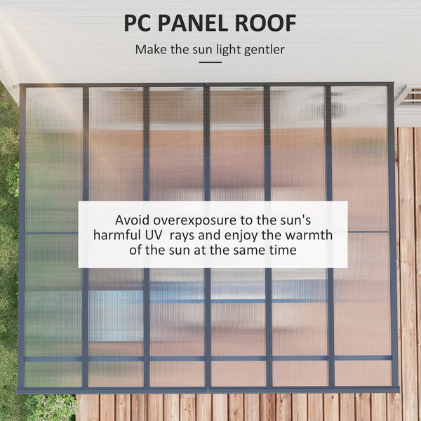 10 x 12 pergola with rigid polycarbonate roof, adjustable height, grey