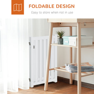 White foldable dog gate with door and 3 panels