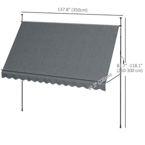 11.5 x 3.9 ft manually operated retractable awning, dark grey 