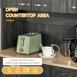 Kitchen cabinet with doors, drawers and microwave countertop, black