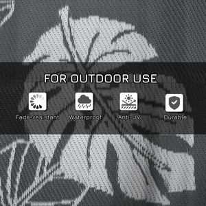 Reversible Outdoor Patio Rug, 6' x 9' Plastic Mat for Garden, Patio, Beach, Camping, Gray and White