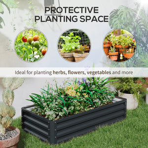 Set of 2 grey galvanized raised planters 