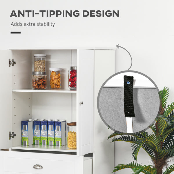 Modern storage unit with 4 doors and 3 adjustable shelves, white