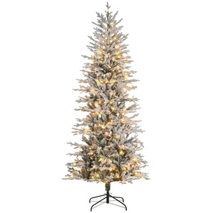 7ft Pre-Lit Frosted Artificial Christmas Tree with Warm White Clear Lights