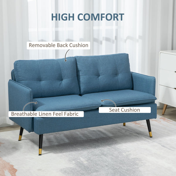 Dark Blue Button Tufted Loveseat Sofa