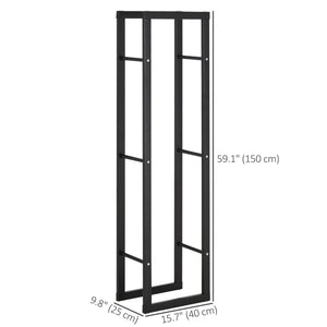 Log rack with handles and 100 kg load capacity, black