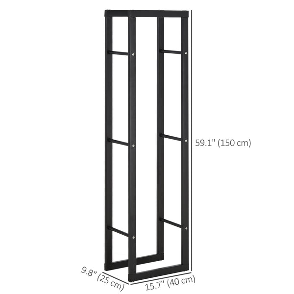 Log rack with handles and 100 kg load capacity, black