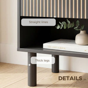 Modern nightstand with drawer and open shelf – Black