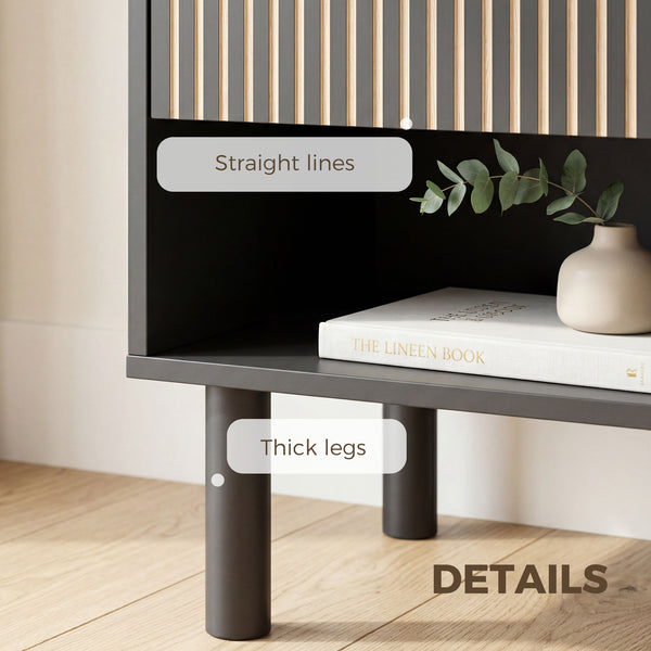Modern nightstand with drawer and open shelf – Black