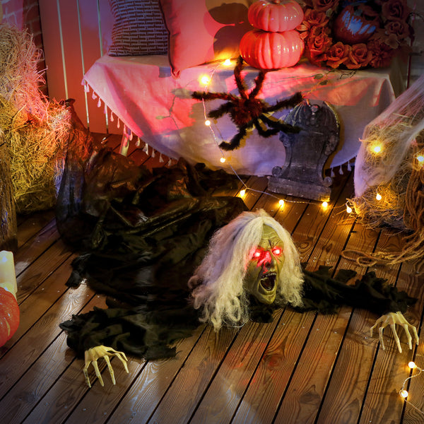72-inch Life-Size Animated Crawling Zombie with Light-Up LED Eyes