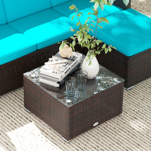 Garden furniture with soft cushions, corner sofas, turquoise