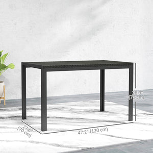 4-seater patio table with synthetic rattan top, black