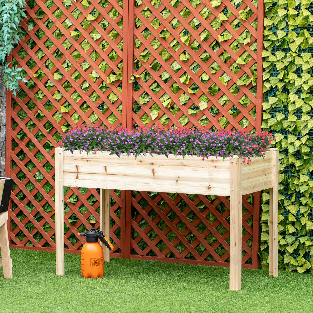Raised wooden planter with non-woven lining