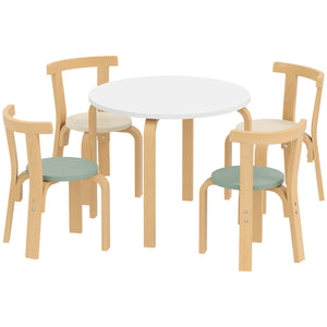 Children's wooden table and chairs set, green