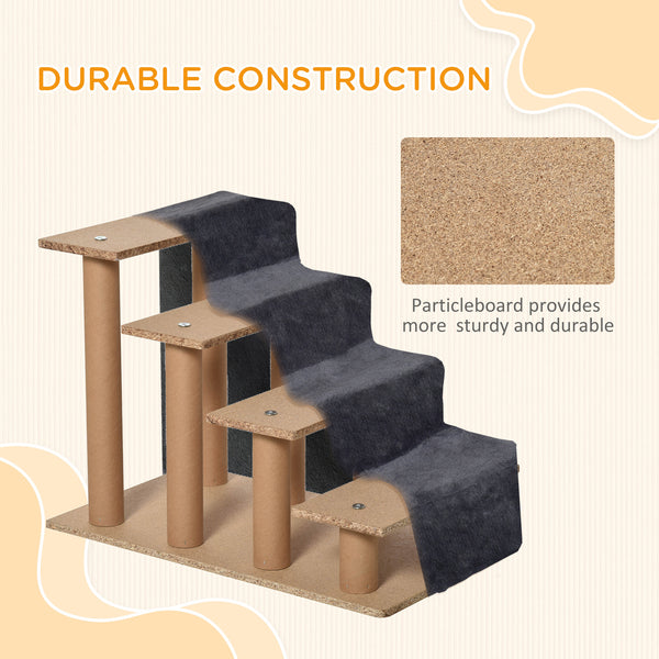 4-step dog ramp with removable cover, dark grey