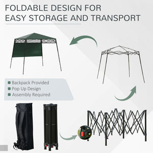 7 x 7 Folding Garden Canopy with Backpack and Adjustable Feet, Green