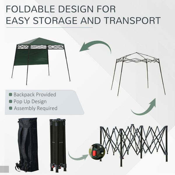 7 x 7 Folding Garden Canopy with Backpack and Adjustable Feet, Green
