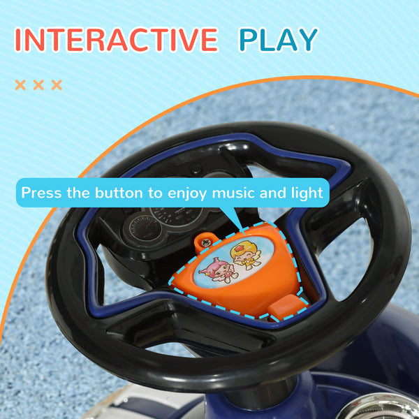 Toddler push car with music, horn, light, dark blue