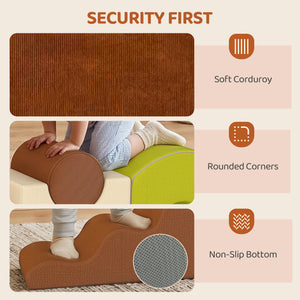 Set of 5 foam motor skills blocks with corduroy covers