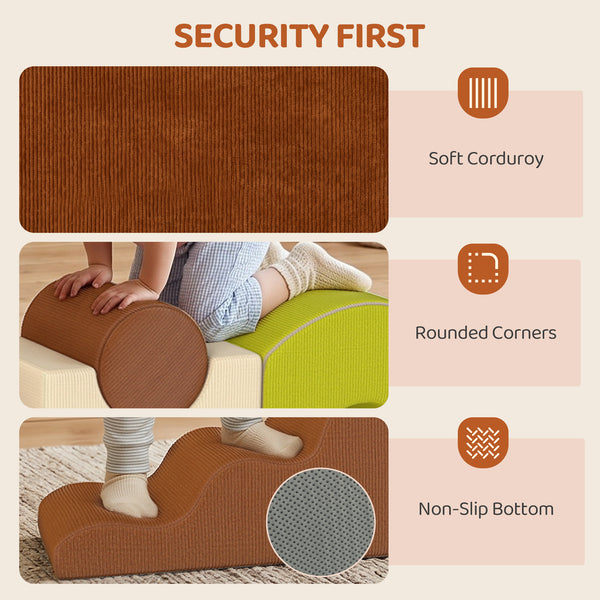 Set of 5 foam motor skills blocks with corduroy covers