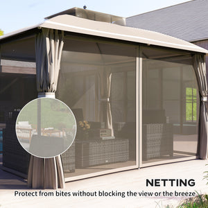 Gezebo Outdoor 10' x 12' Double Roof Patio Awning with Netting and Curtains