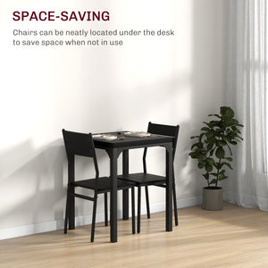 3-piece table and chairs set for 2 people, with metal legs, black.