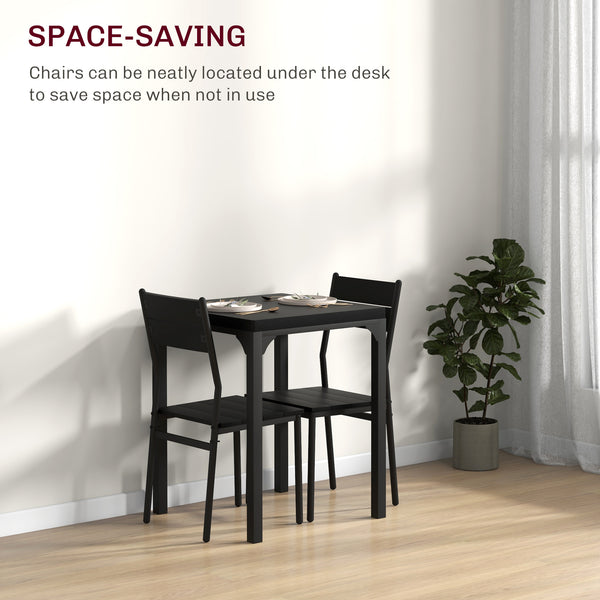 3-piece table and chairs set for 2 people, with metal legs, black.