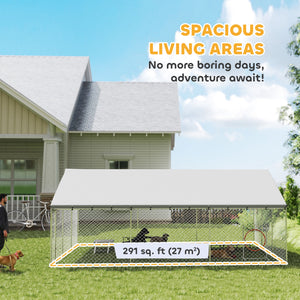 Galvanized steel kennel with roof and safety latches